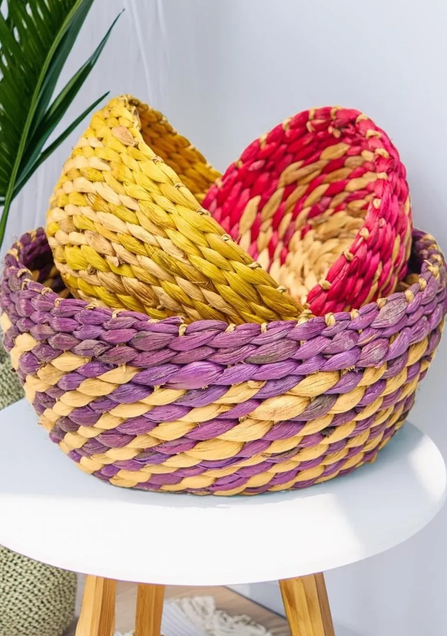 Water Hyacinth Basket Bowls Set of Three