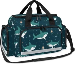 Waterproof Tactical Duffle Bag 25" Carry On Bag for EMT Tear-Resistant Gym Bag with Multi-Pocket & OSHA Reflective Travel Bags for Men Women Cute Shark