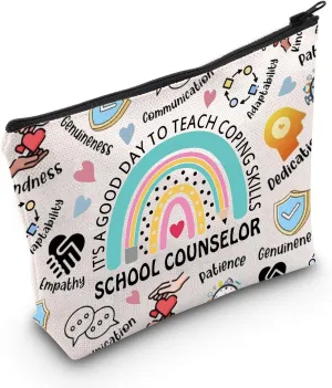 WCGXKO School Counselor Gift It’s A Good Day To Teach Coping Skills Zipper Pouch Makeup Bag (B-CounselorCoping), beige
