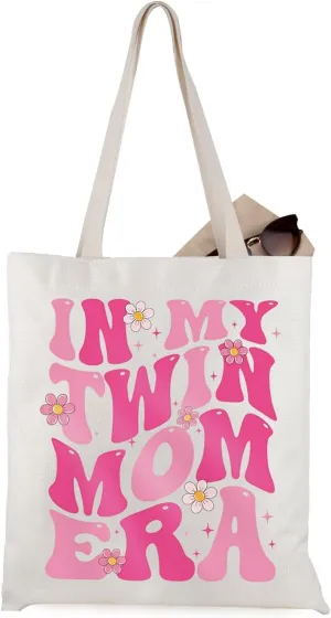 WCGXKO Twin Mama Gift Era Tote Bag for Mom of Twins