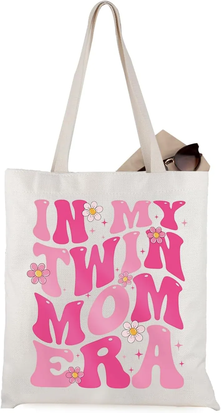 WCGXKO Twin Mama Gift Era Tote Bag for Mom of Twins