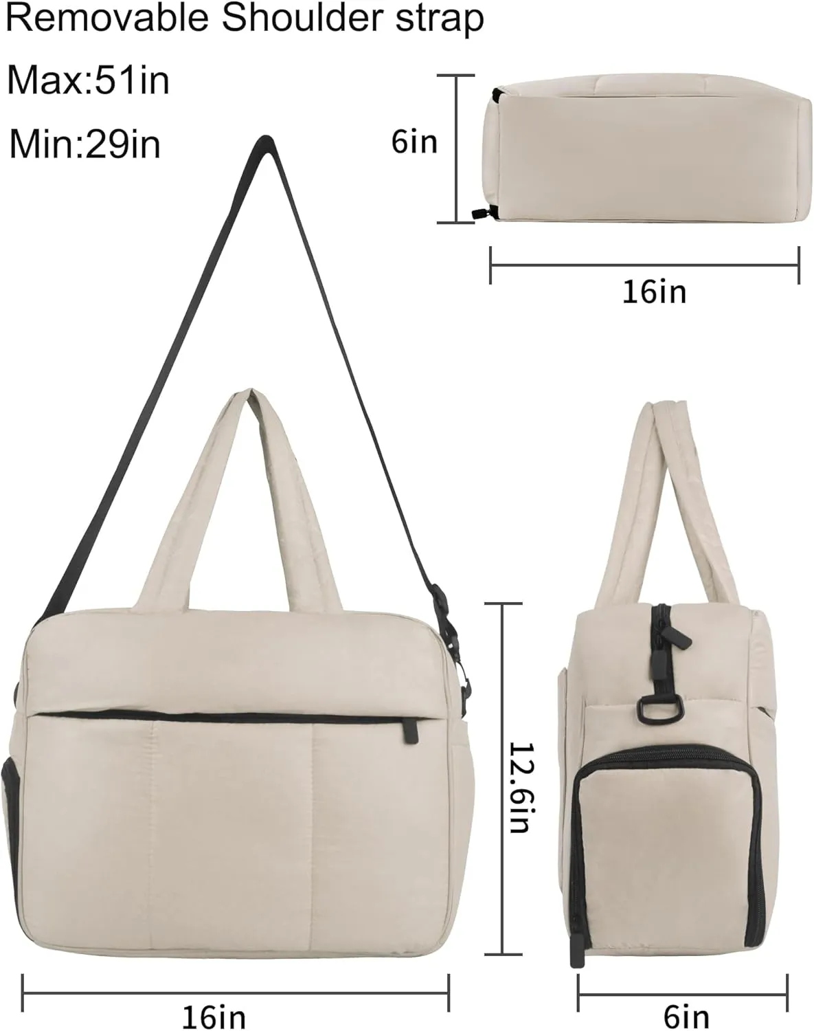 Weekender Bags for Women, Lightweight Puffer Tote Overnight Weekend Carry On Gym Duffle Bag with Shoe Compartment for Travel