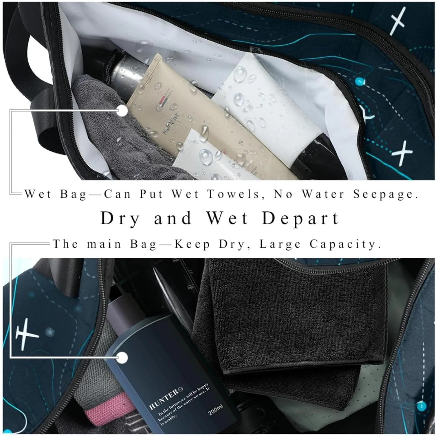 Weekender Travel Bag,Small Gym Bag,Airplane Line Gray Print,Gym Duffle Bag