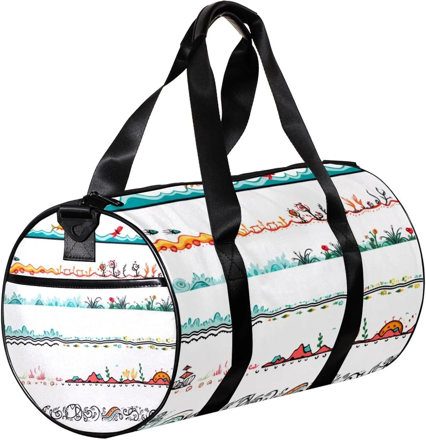 Weekender Travel Bag,Small Gym Bag,Boho Style Fruit Stripes,Gym Duffle Bag