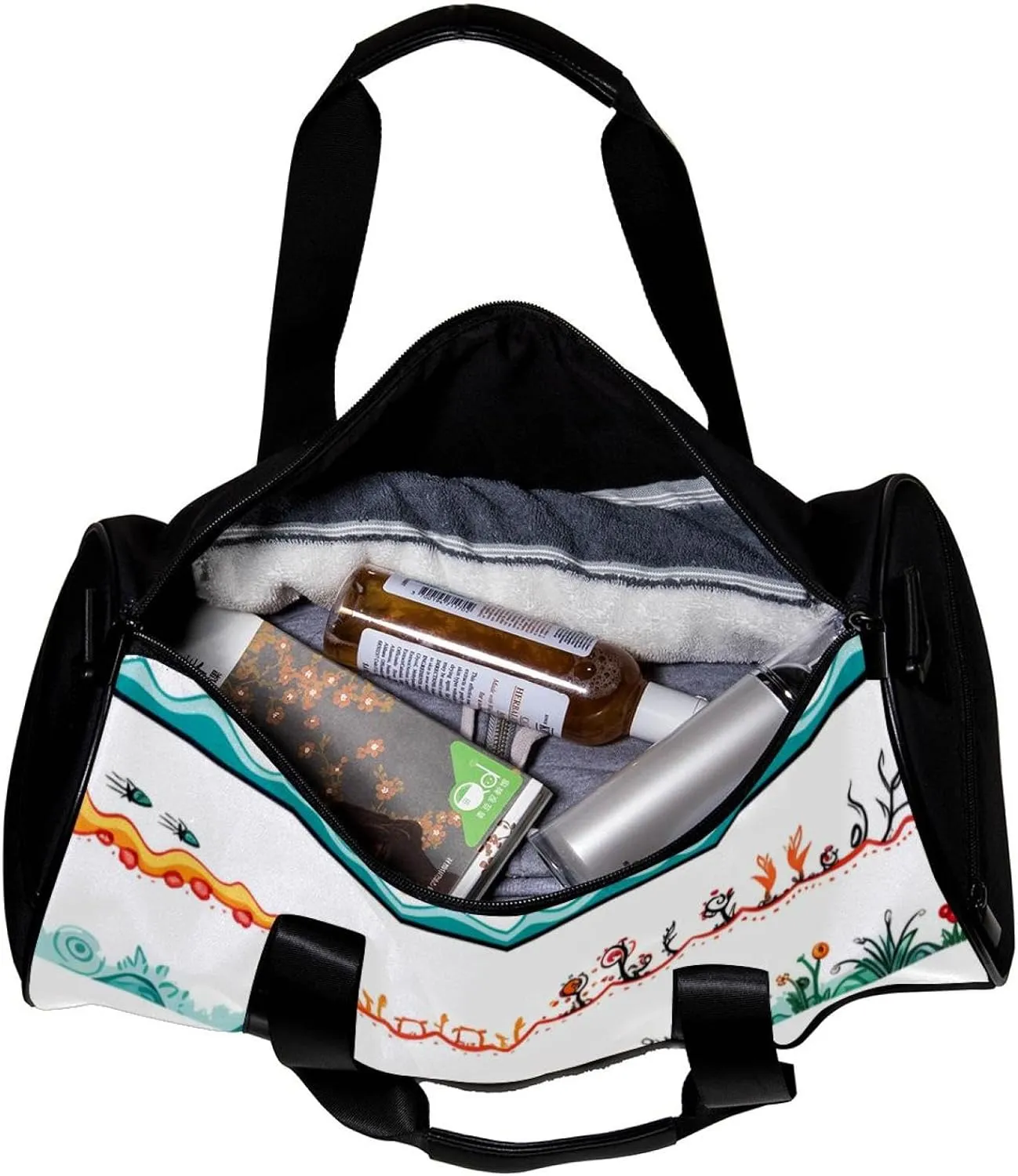 Weekender Travel Bag,Small Gym Bag,Boho Style Fruit Stripes,Gym Duffle Bag