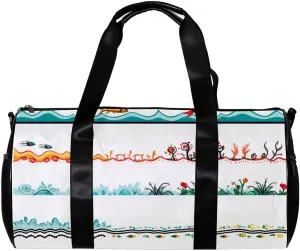 Weekender Travel Bag,Small Gym Bag,Boho Style Fruit Stripes,Gym Duffle Bag