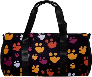Weekender Travel Bag,Small Gym Bag,Bones and Paw Print,Gym Duffle Bag