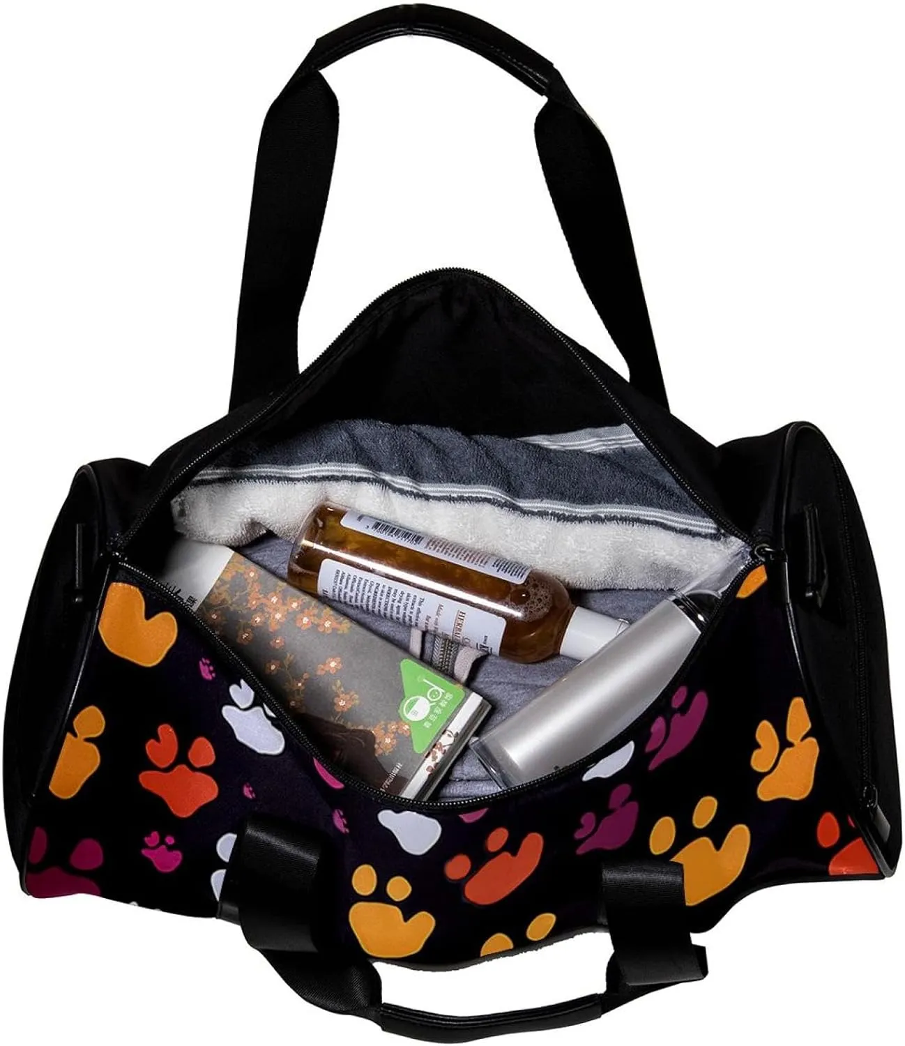 Weekender Travel Bag,Small Gym Bag,Bones and Paw Print,Gym Duffle Bag
