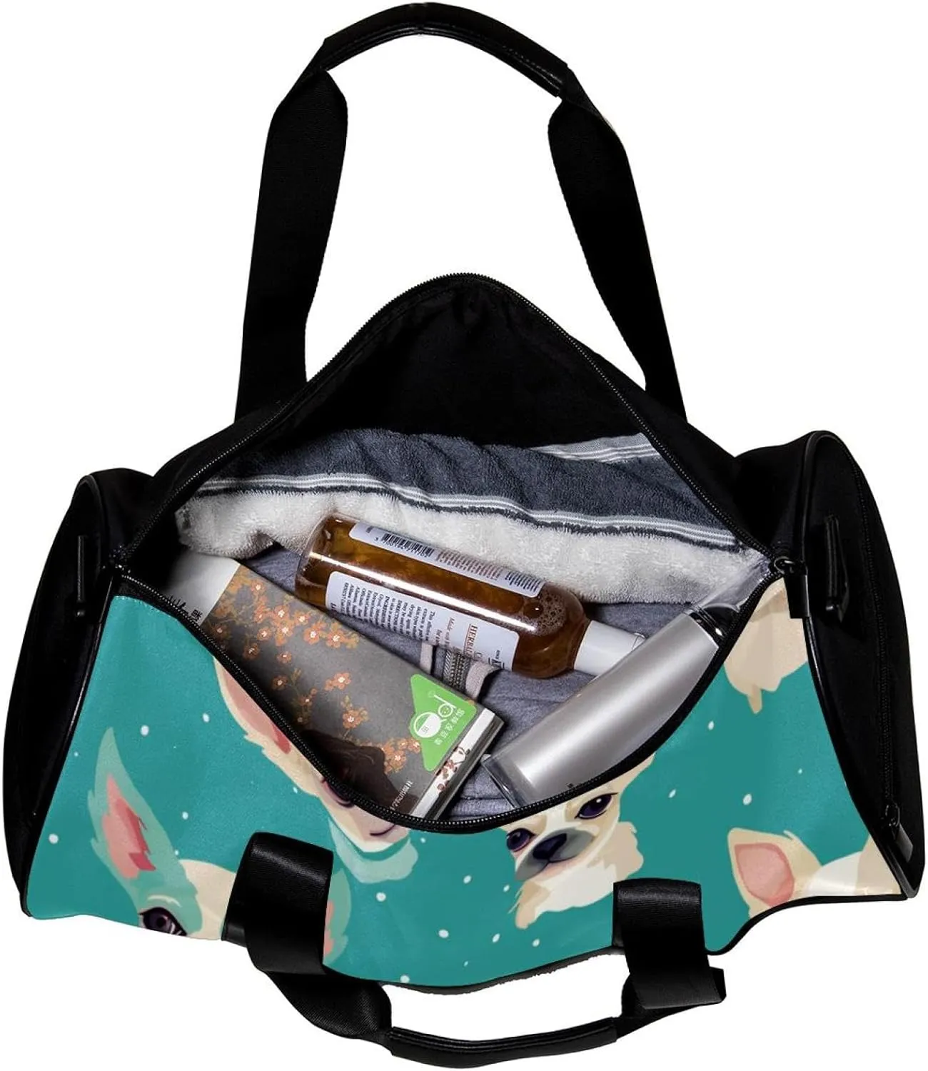 Weekender Travel Bag,Small Gym Bag,Bow Chihuahua Dog,Gym Duffle Bag