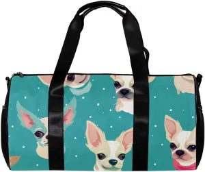 Weekender Travel Bag,Small Gym Bag,Bow Chihuahua Dog,Gym Duffle Bag