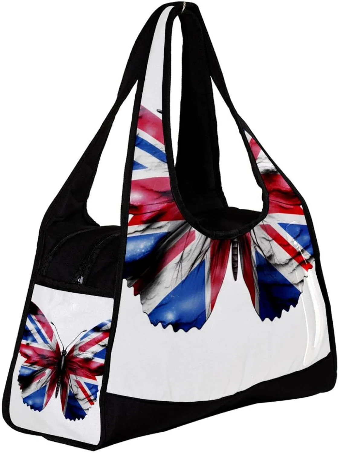 Weekender Travel Bag,Small Gym Bag,British Flag Butterfly Flying,Gym Duffle Bag