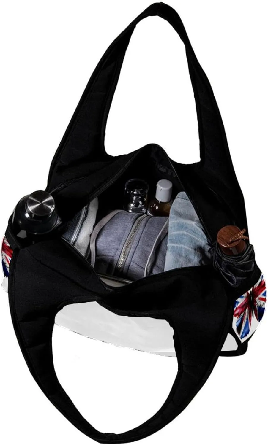 Weekender Travel Bag,Small Gym Bag,British Flag Butterfly Flying,Gym Duffle Bag
