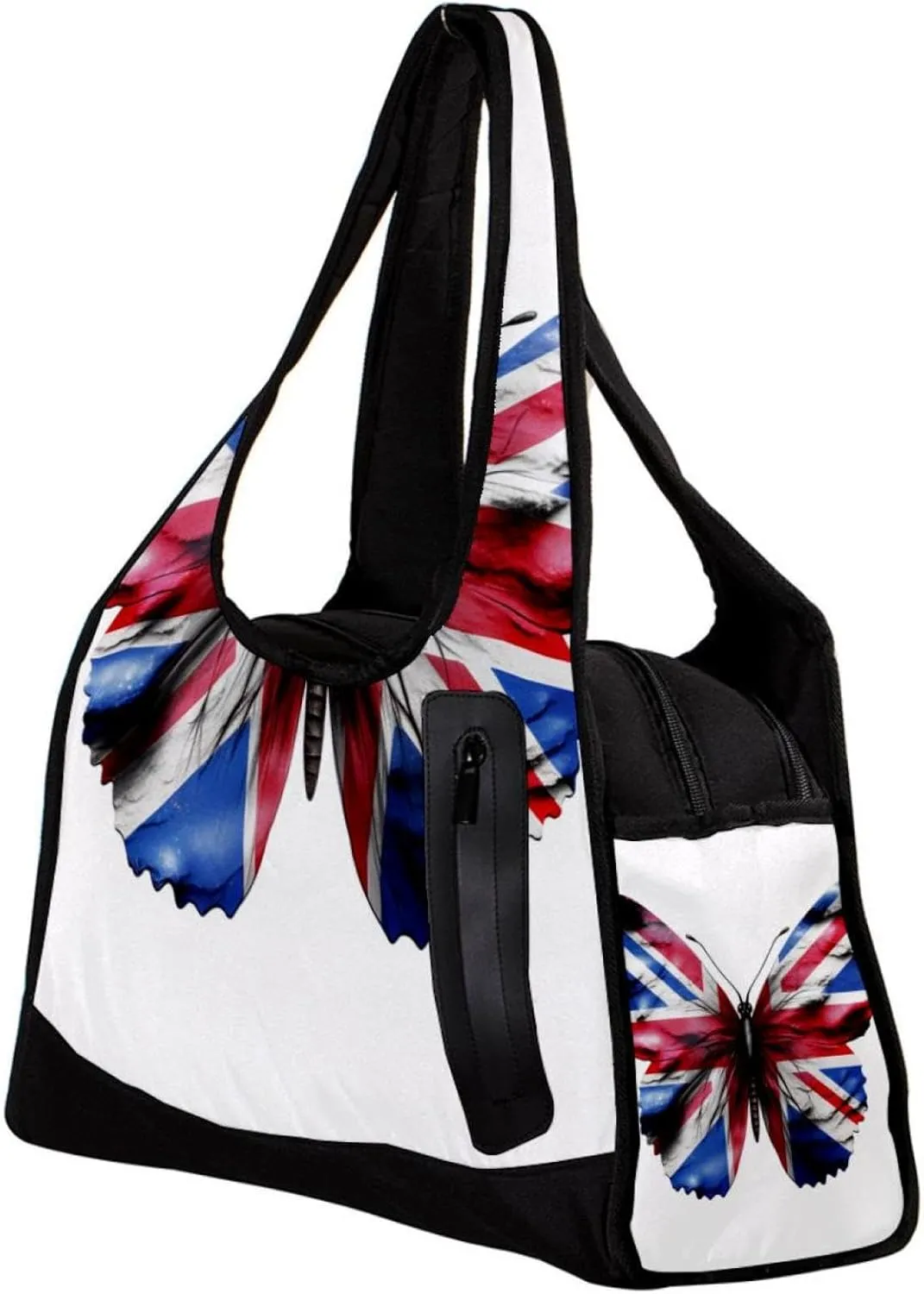 Weekender Travel Bag,Small Gym Bag,British Flag Butterfly Flying,Gym Duffle Bag