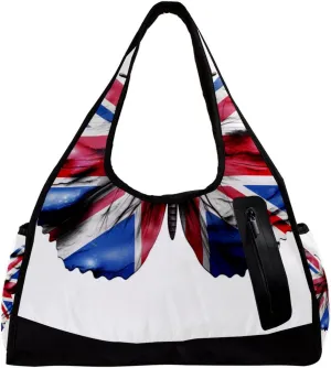 Weekender Travel Bag,Small Gym Bag,British Flag Butterfly Flying,Gym Duffle Bag