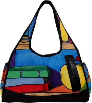 Weekender Travel Bag,Small Gym Bag,Cartoon Book Shelf,Gym Duffle Bag