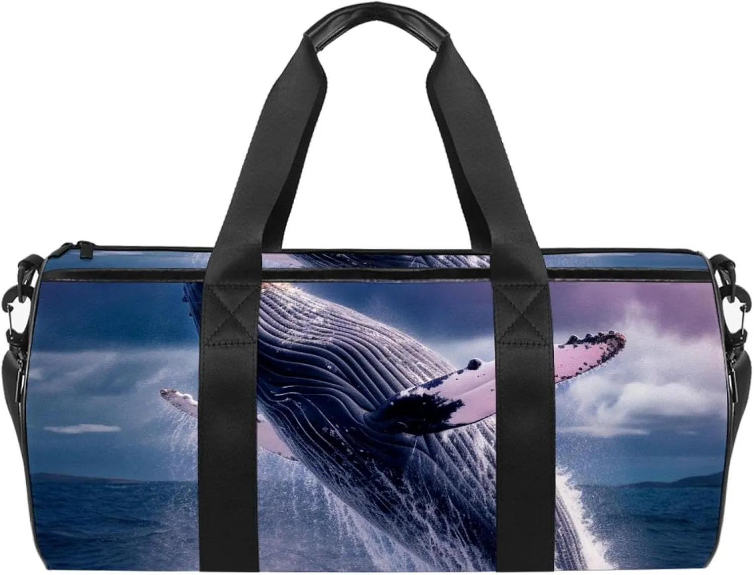 Weekender Travel Bag,Small Gym Bag,Cloud Ocean Whale Jumping,Gym Duffle Bag