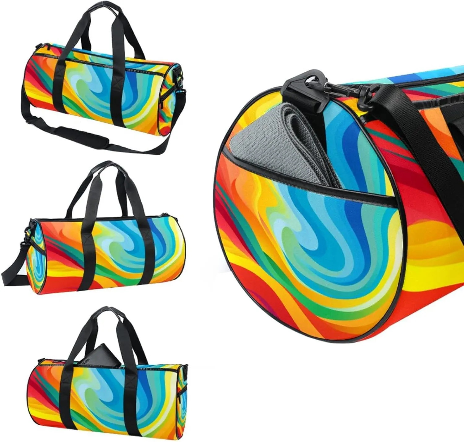 Weekender Travel Bag,Small Gym Bag,Colored Stripes Rainbow,Gym Duffle Bag