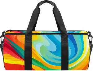 Weekender Travel Bag,Small Gym Bag,Colored Stripes Rainbow,Gym Duffle Bag