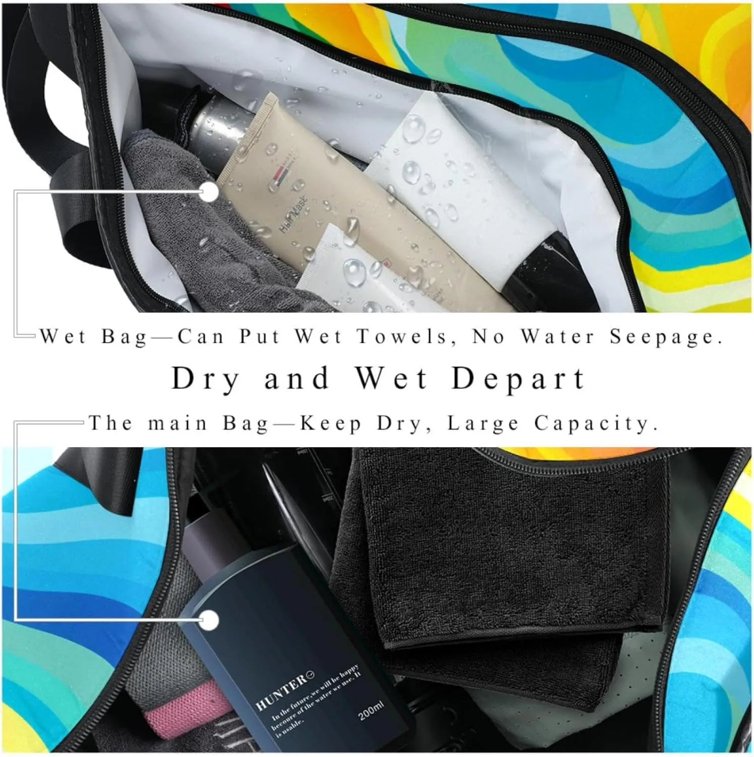 Weekender Travel Bag,Small Gym Bag,Colored Stripes Rainbow,Gym Duffle Bag