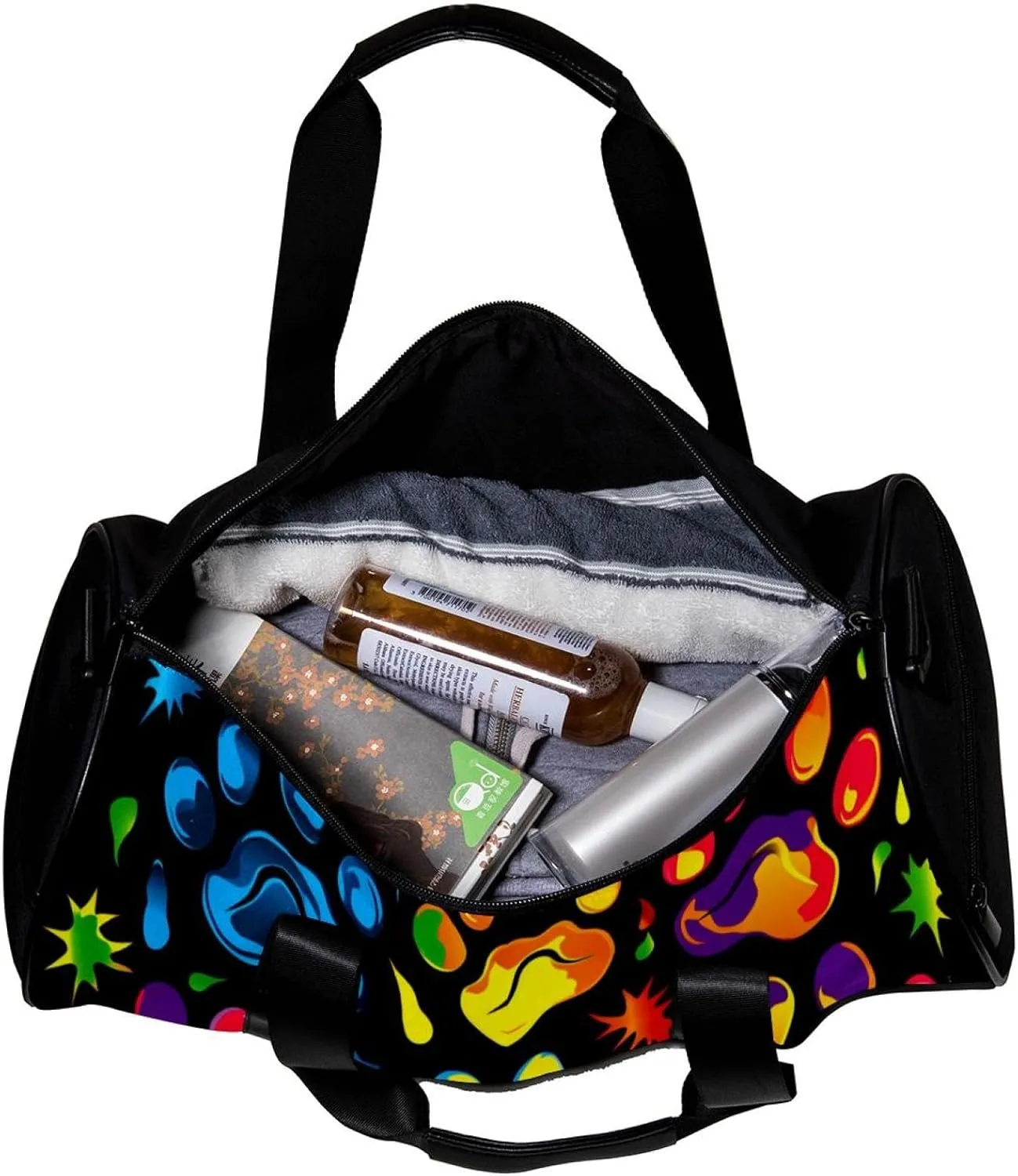 Weekender Travel Bag,Small Gym Bag,Colorful Dog Paw Print,Gym Duffle Bag