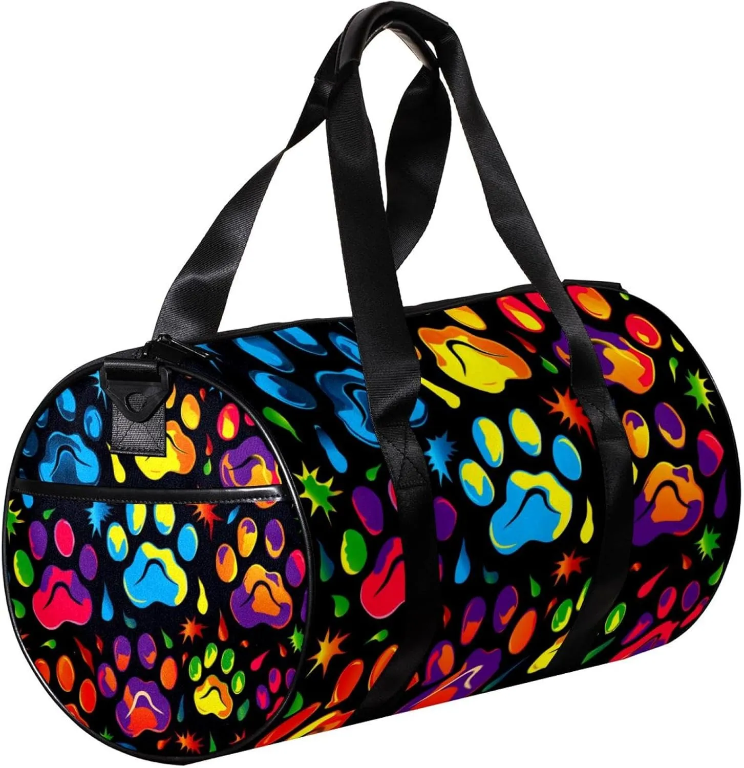 Weekender Travel Bag,Small Gym Bag,Colorful Dog Paw Print,Gym Duffle Bag