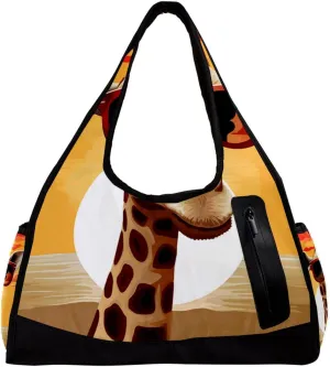 Weekender Travel Bag,Small Gym Bag,Desert Giraffe Glasses,Gym Duffle Bag