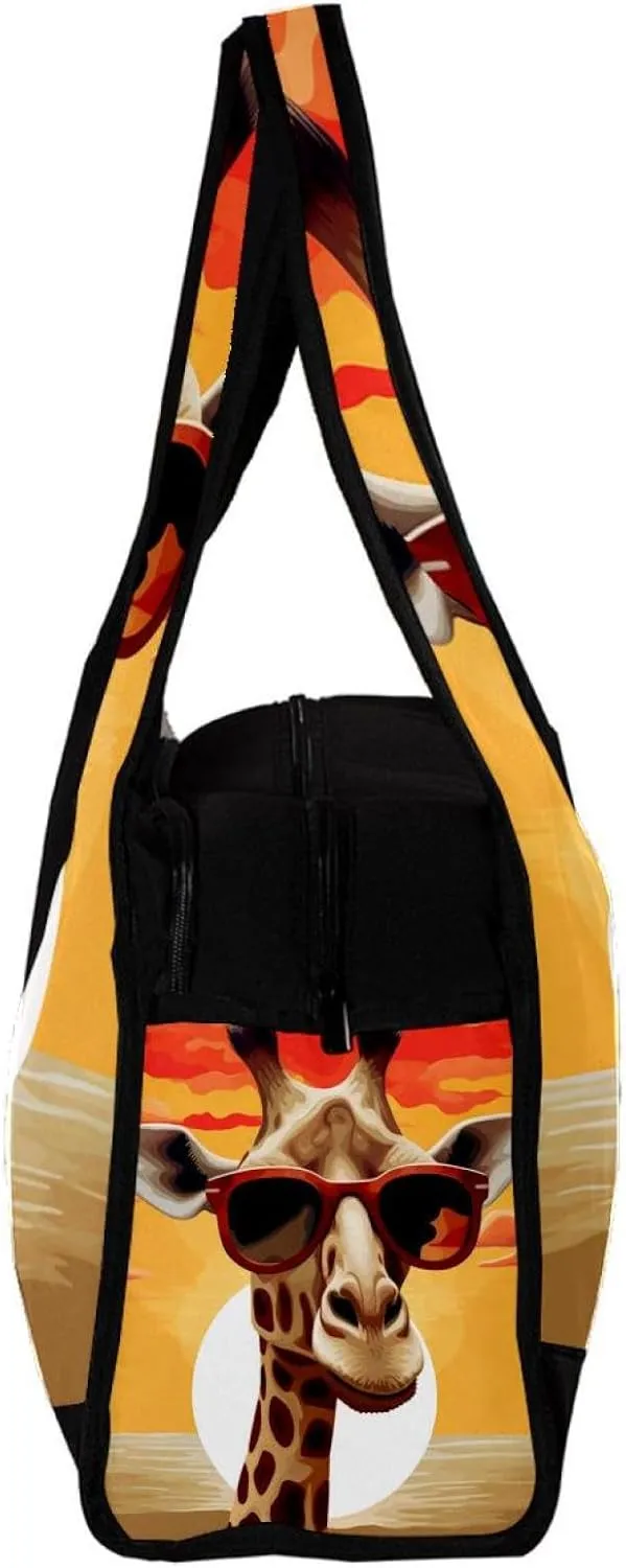 Weekender Travel Bag,Small Gym Bag,Desert Giraffe Glasses,Gym Duffle Bag