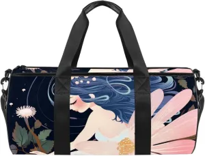 Weekender Travel Bag,Small Gym Bag,Fantasy Flower Flower Girl,Gym Duffle Bag