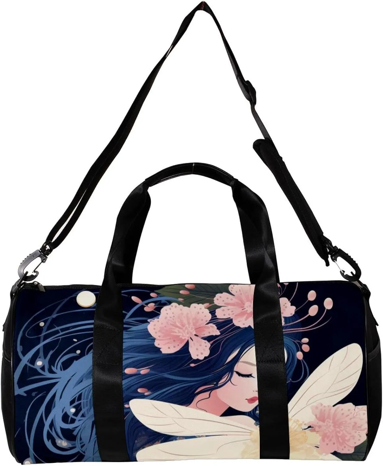 Weekender Travel Bag,Small Gym Bag,Fantasy Flower Flower Girl,Gym Duffle Bag