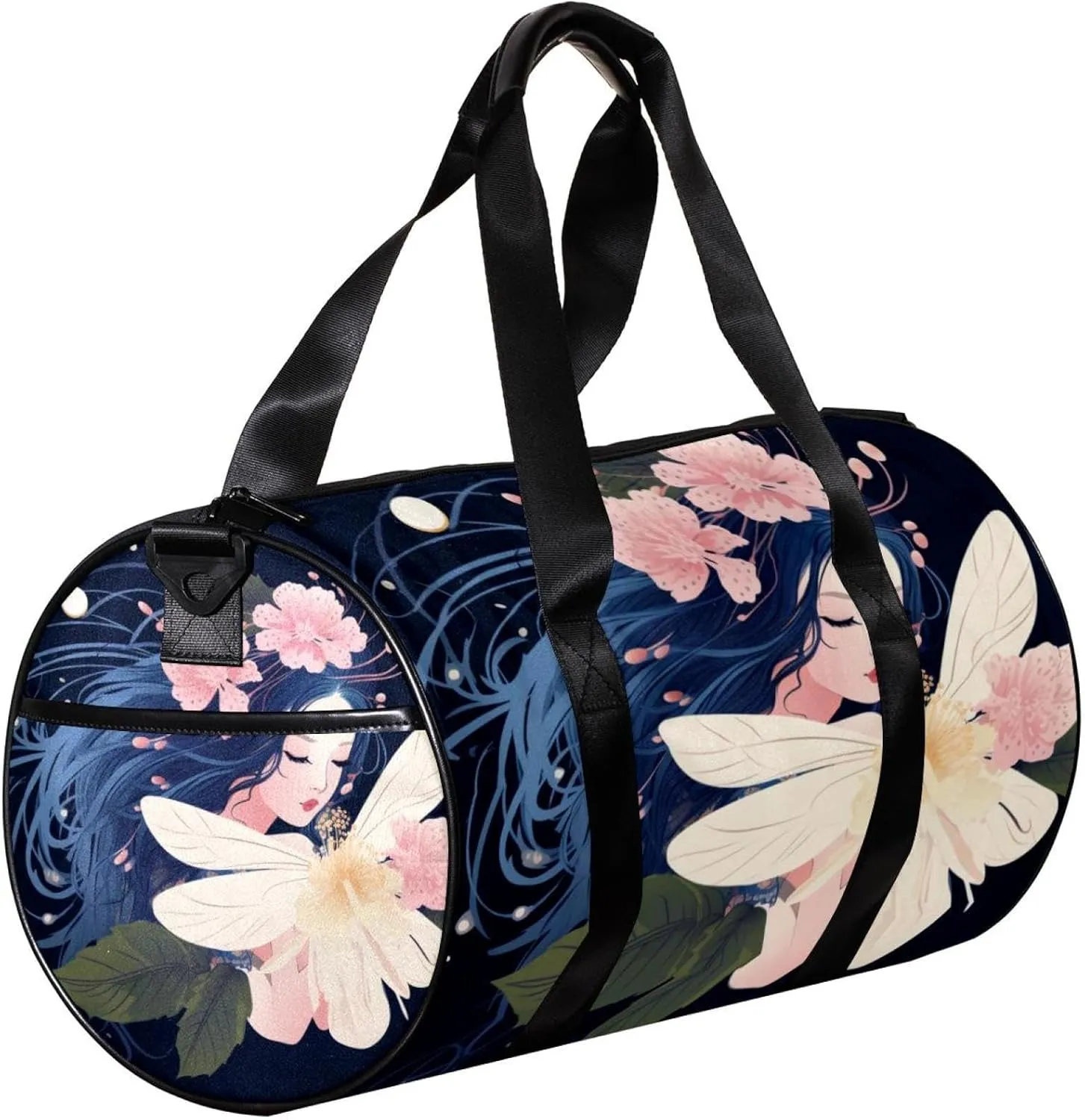 Weekender Travel Bag,Small Gym Bag,Fantasy Flower Flower Girl,Gym Duffle Bag