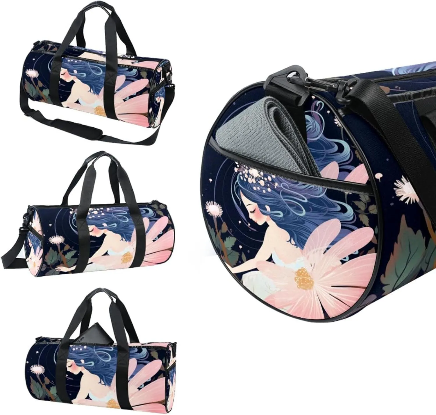 Weekender Travel Bag,Small Gym Bag,Fantasy Flower Flower Girl,Gym Duffle Bag