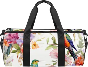 Weekender Travel Bag,Small Gym Bag,Flowers and Birds Flower Bush,Gym Duffle Bag