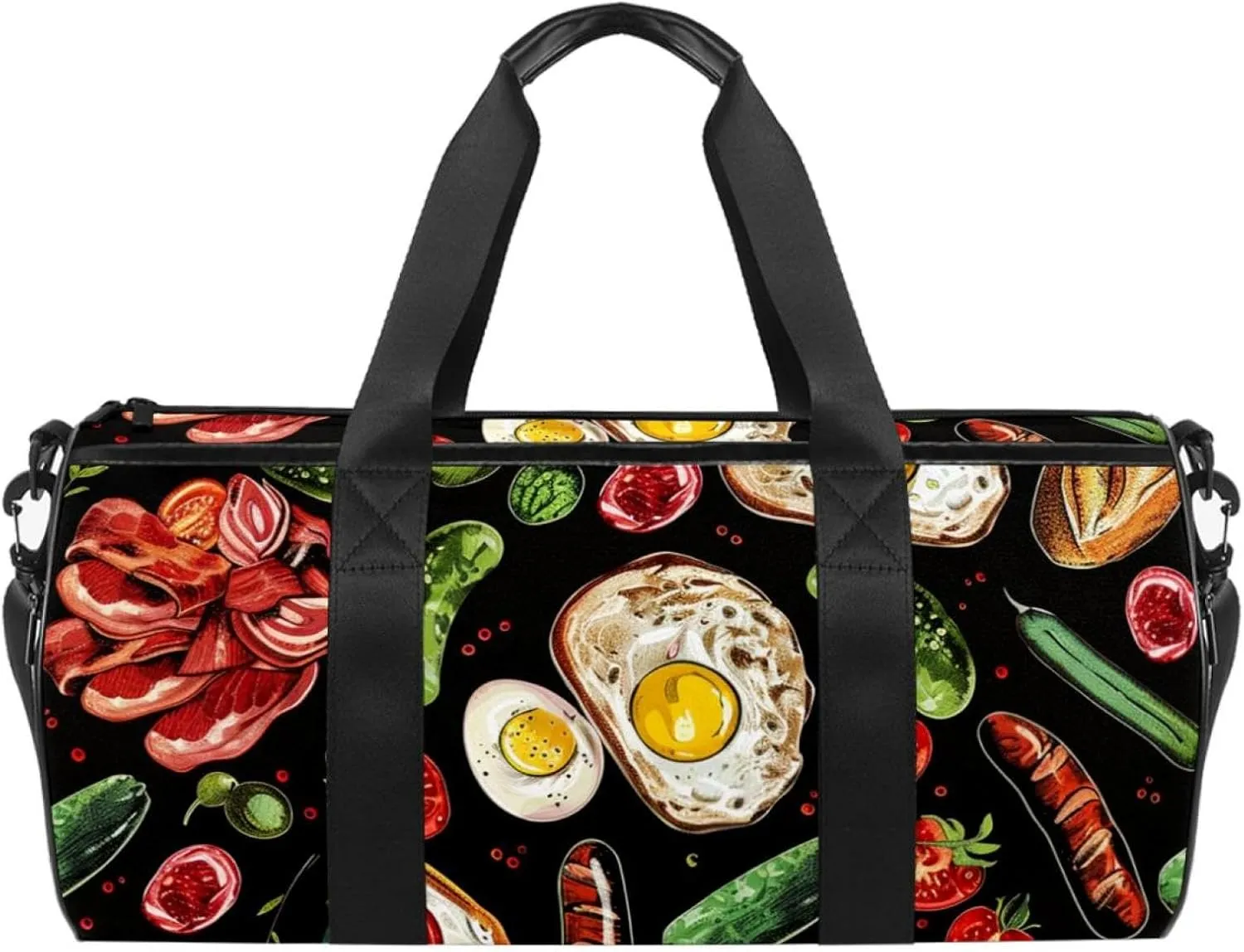 Weekender Travel Bag,Small Gym Bag,Food Breakfast,Gym Duffle Bag