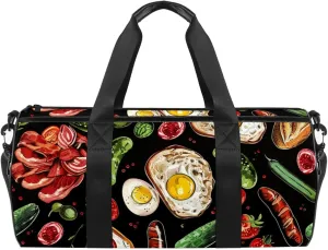 Weekender Travel Bag,Small Gym Bag,Food Breakfast,Gym Duffle Bag