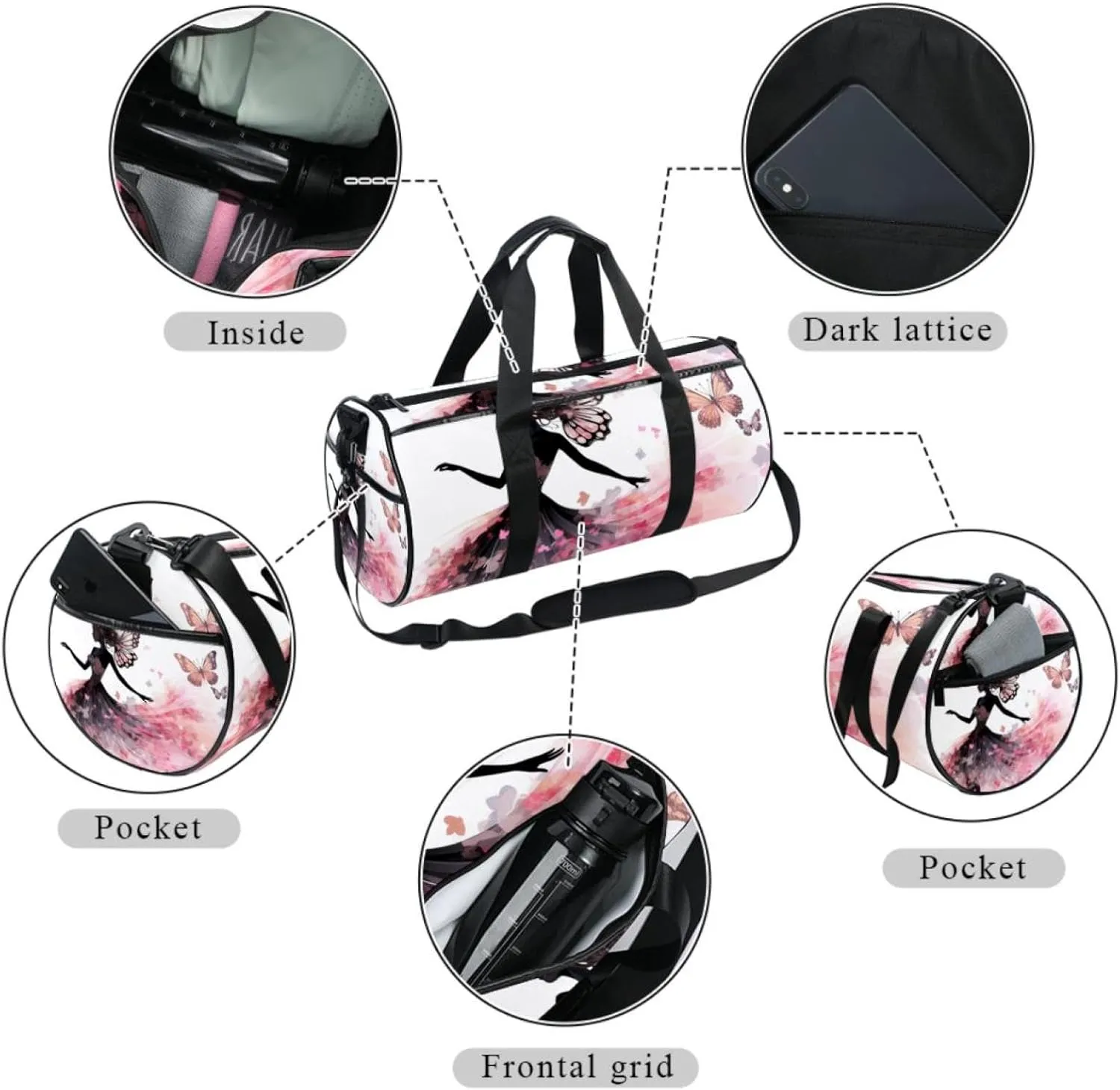 Weekender Travel Bag,Small Gym Bag,Forest Elf Butterfly Girl,Gym Duffle Bag