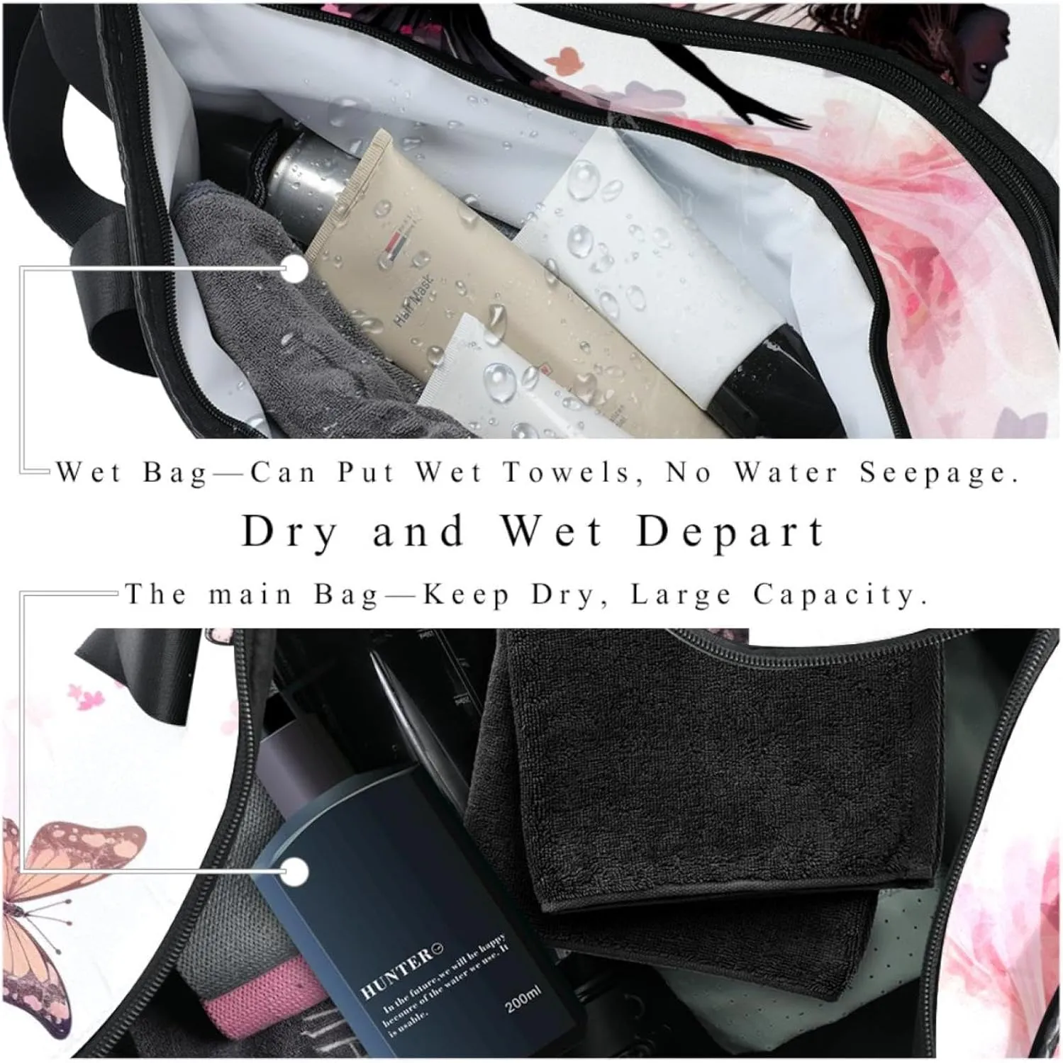 Weekender Travel Bag,Small Gym Bag,Forest Elf Butterfly Girl,Gym Duffle Bag