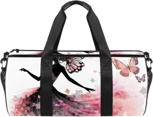 Weekender Travel Bag,Small Gym Bag,Forest Elf Butterfly Girl,Gym Duffle Bag