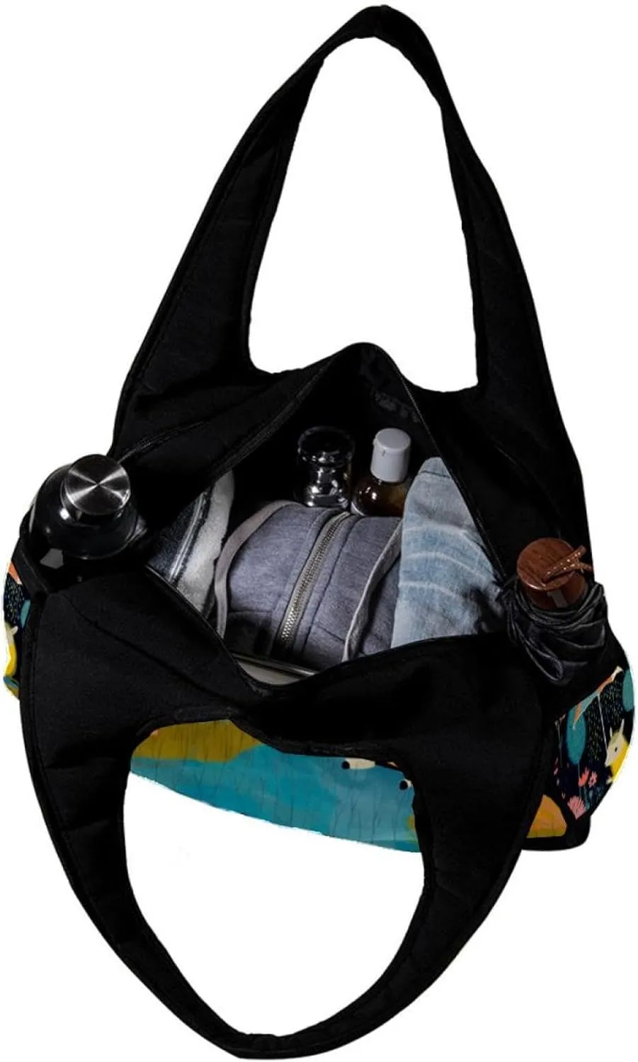 Weekender Travel Bag,Small Gym Bag,Umbrella Cartoon Forest Animal Raining,Gym Duffle Bag