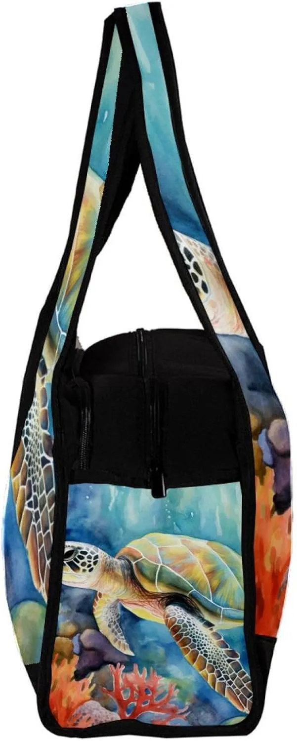 Weekender Travel Bag,Small Gym Bag,Underwater Animal Sea Turtle,Gym Duffle Bag
