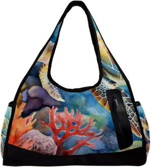 Weekender Travel Bag,Small Gym Bag,Underwater Animal Sea Turtle,Gym Duffle Bag