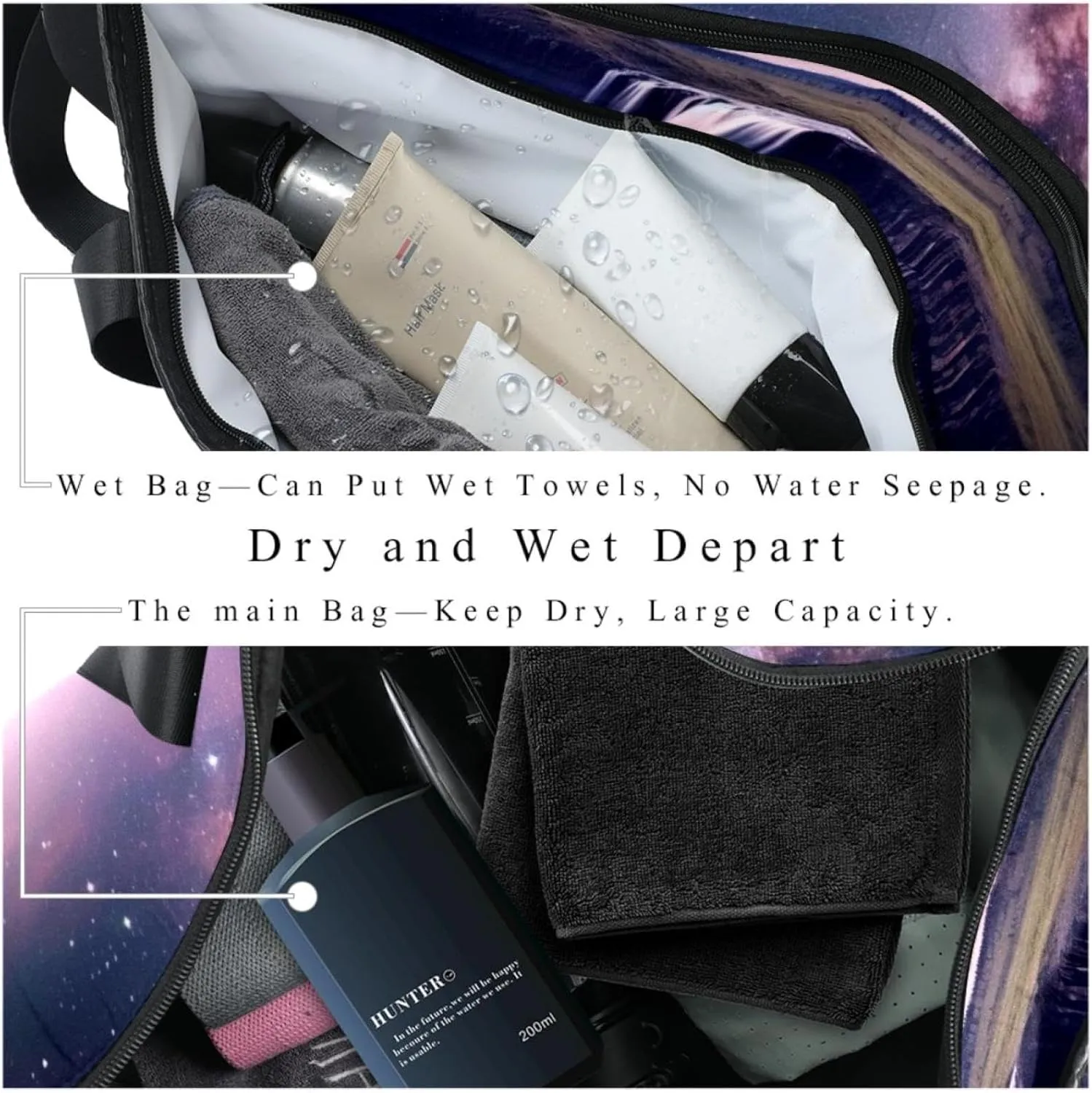 Weekender Travel Bag,Small Gym Bag,Univers Galaxy Waterfall River,Gym Duffle Bag