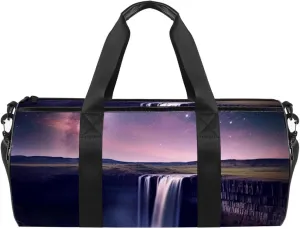 Weekender Travel Bag,Small Gym Bag,Univers Galaxy Waterfall River,Gym Duffle Bag