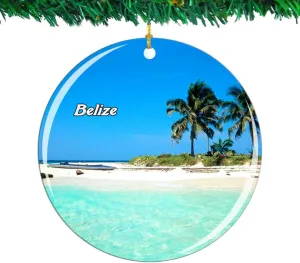 Weekino Belize City Belize Christmas Ornament City Travel Souvenir Collection Double Sided Porcelain 2.85 Inch Hanging Tree Decoration