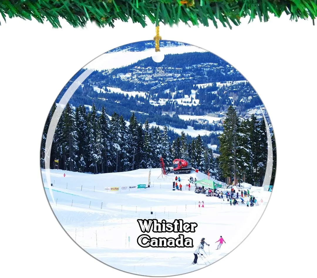 Weekino Canada Whistler Blackcomb Christmas Ornament City Travel Souvenir Collection Double Sided Porcelain 2.85 Inch Hanging Tree Decoration