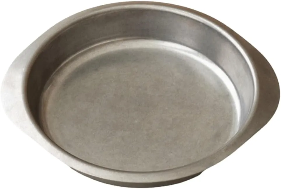 WENSHUO Double-Handled Deep Plate,Vintage Stainless Steel Outdoor Tableware 9.1" L × 8.1" W × 1.2" H