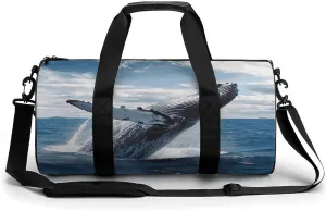 Whale Above Sea Water in The Ocean Gym Bag for Men Women Water Resistant Duffle Bag Travel Lightweight Bag for Travel Sports