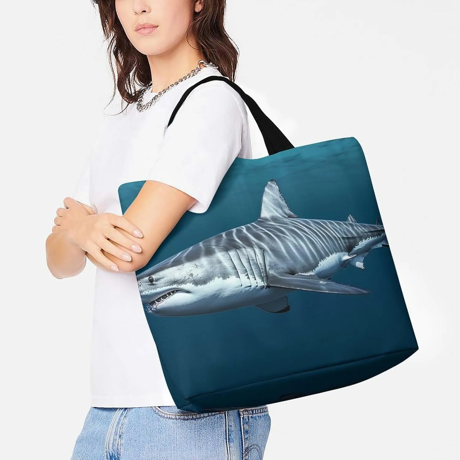 White Head Eagle Tote Bag for Women Reusable Grocery Shoulder Bags Shopping Bag for Travel, Groceries