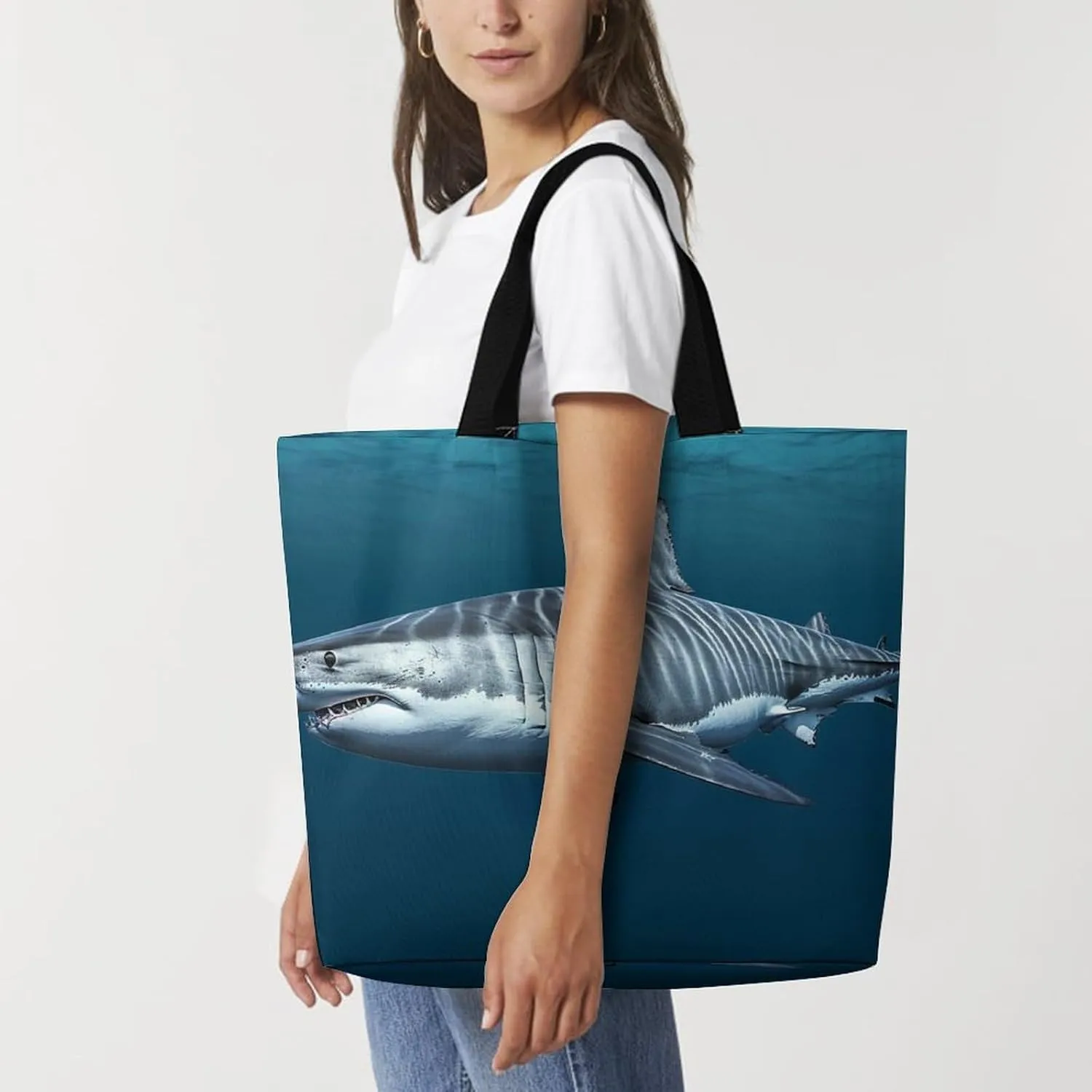 White Head Eagle Tote Bag for Women Reusable Grocery Shoulder Bags Shopping Bag for Travel, Groceries