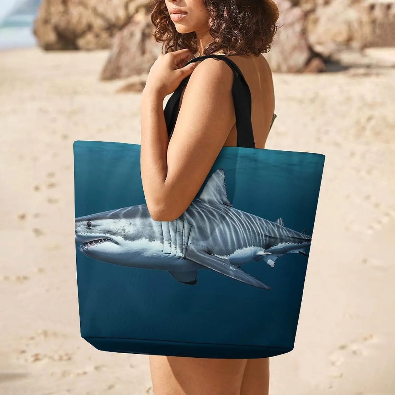 White Head Eagle Tote Bag for Women Reusable Grocery Shoulder Bags Shopping Bag for Travel, Groceries