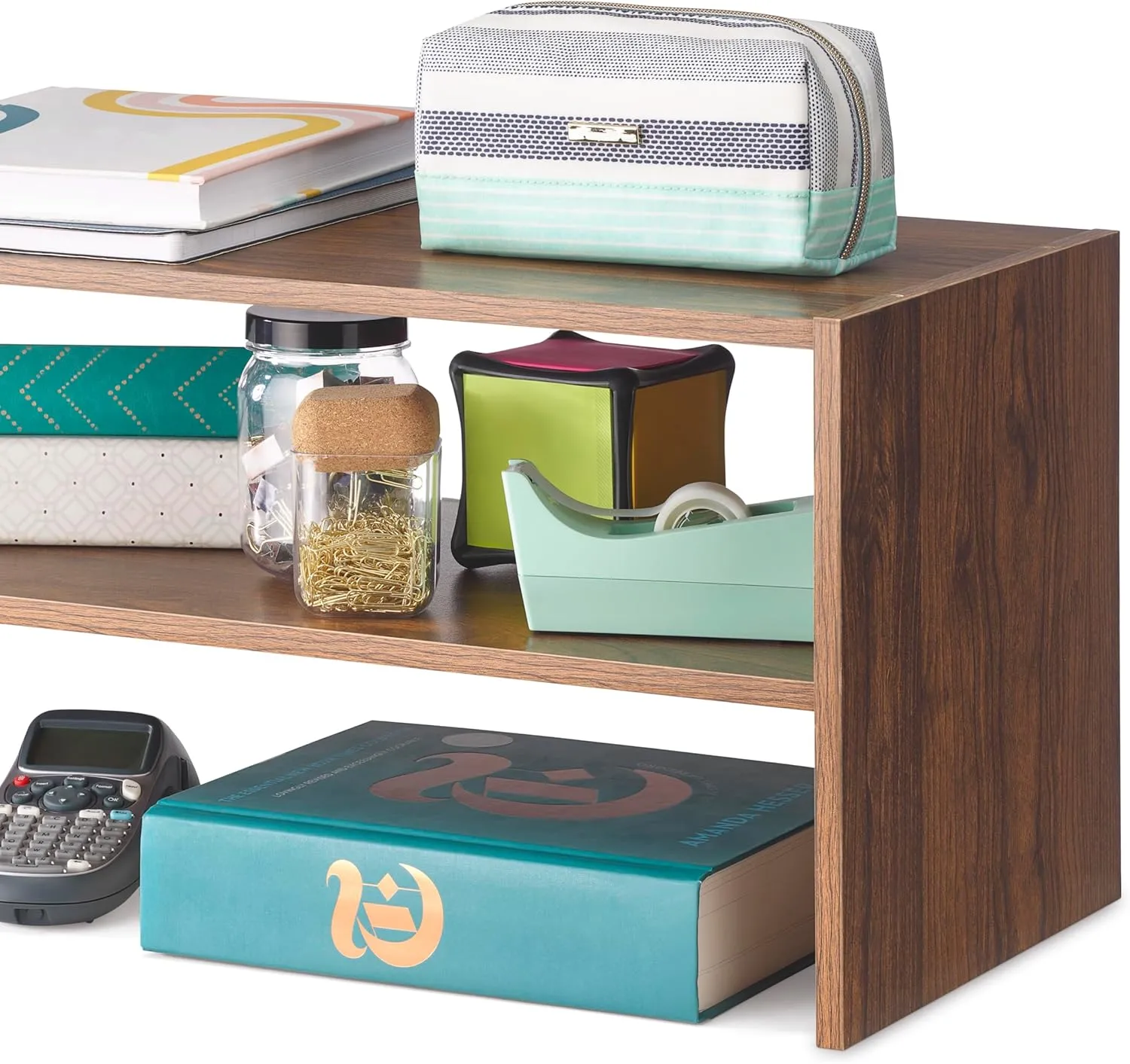 Whitmor Wood Stackable 2-Shelf Shoe Rack, Walnut, 24 inches